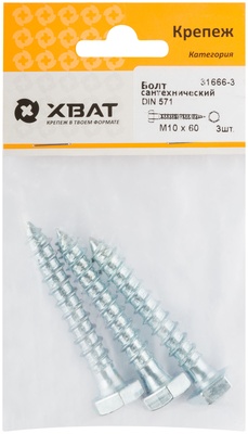 Болт сантехнический DIN 571 10/60 (фасовка 3 10.)