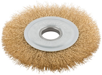 Корщетка дисковая прямая, посадочный диаметр 22,2 мм, стальная латунированная волнистая проволока 12