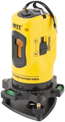 Уровень лазерный самоуспокаивающийся, красные лучи, крест, диапазон 10 м, тренога, очки, пластиковый