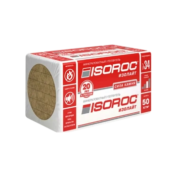 Утеплитель ISOROC Изорок Изолайт-Л (40кг/м3) 1000х600, 50 мм 8пл/4,8м2 0,24м3