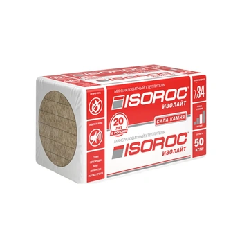 Утеплитель ISOROC Изорок Изолайт-Л (40кг/м3) 1000х600, 100 мм 4пл/2,4м2 0,24м3