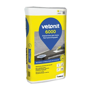 Быстротвердеющий ровнитель для пола Vetonit 6000, 25кг