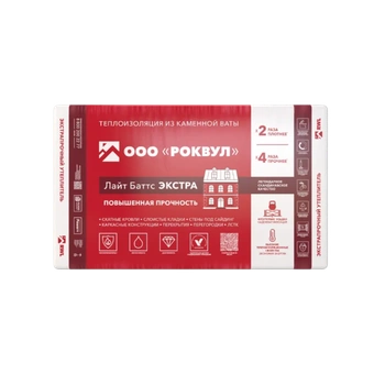 Утеплитель ROCKWOOL Роквул Лайт Баттс Экстра  (40-50кг/м3) 1000х600, 100 мм 4пл/2,4м2 0,24м3